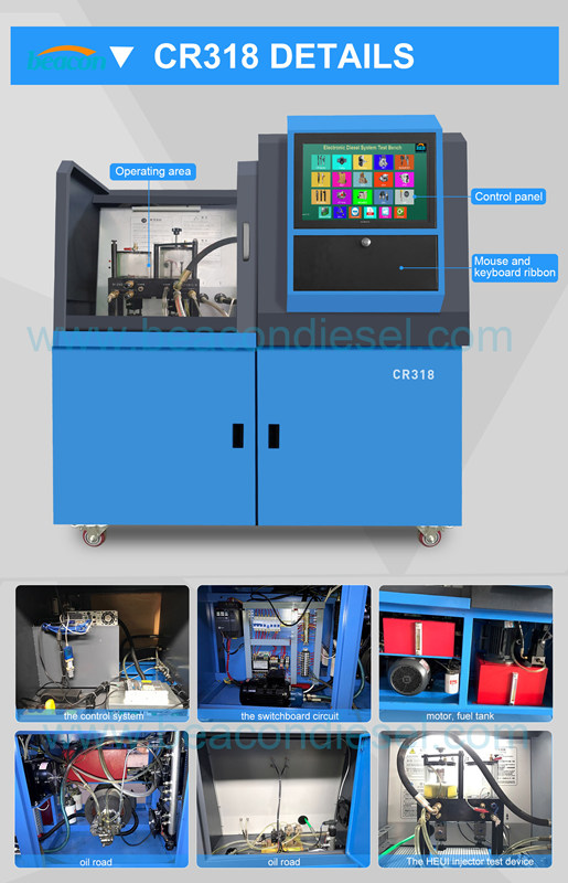 Automobile Electronic Machinery Engines Equipment CR318 HEUI Common Rail Injector Test Bench With Double Oil System