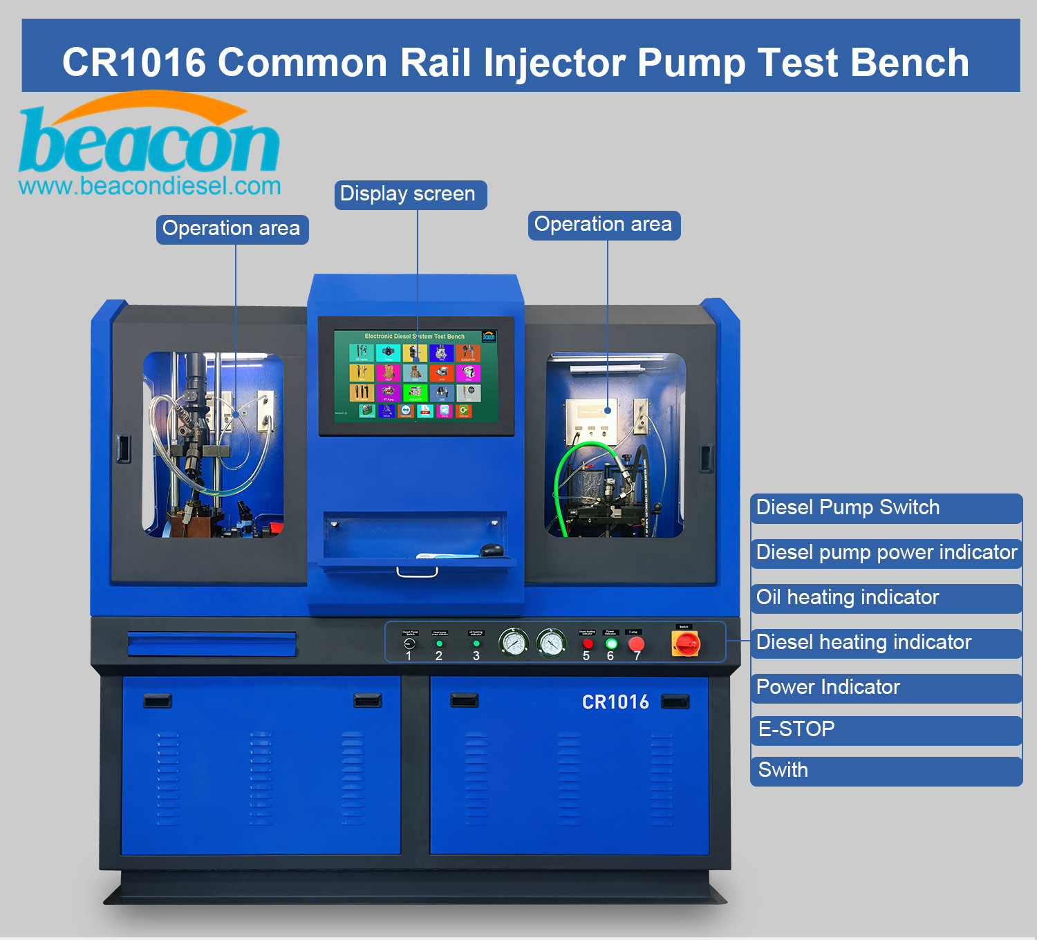 CR1016 Fuel Injection Test Bench Diesel Pump Calibration Multifunctional Common Rail Test Bench for ISX15 QSK60 HEUI C7 C9 Injector CP1 CP2 CP3 HP0 320D Pump