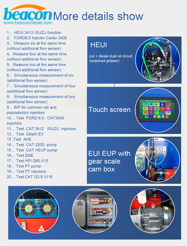 CR1016 Fuel Injection Test Bench Diesel Pump Calibration Multifunctional Common Rail Test Bench for ISX15 QSK60 HEUI C7 C9 Injector CP1 CP2 CP3 HP0 320D Pump