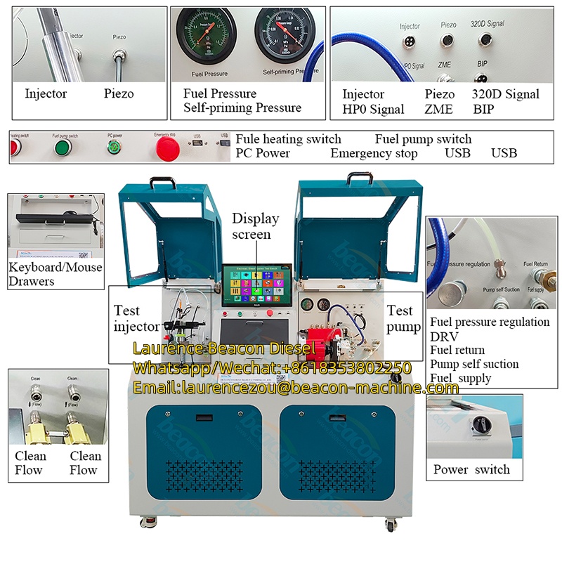 Beacon machine CR IP800 common rail injector pump test bench EUI EUP HEUI BIP ZME AHE diesel tester